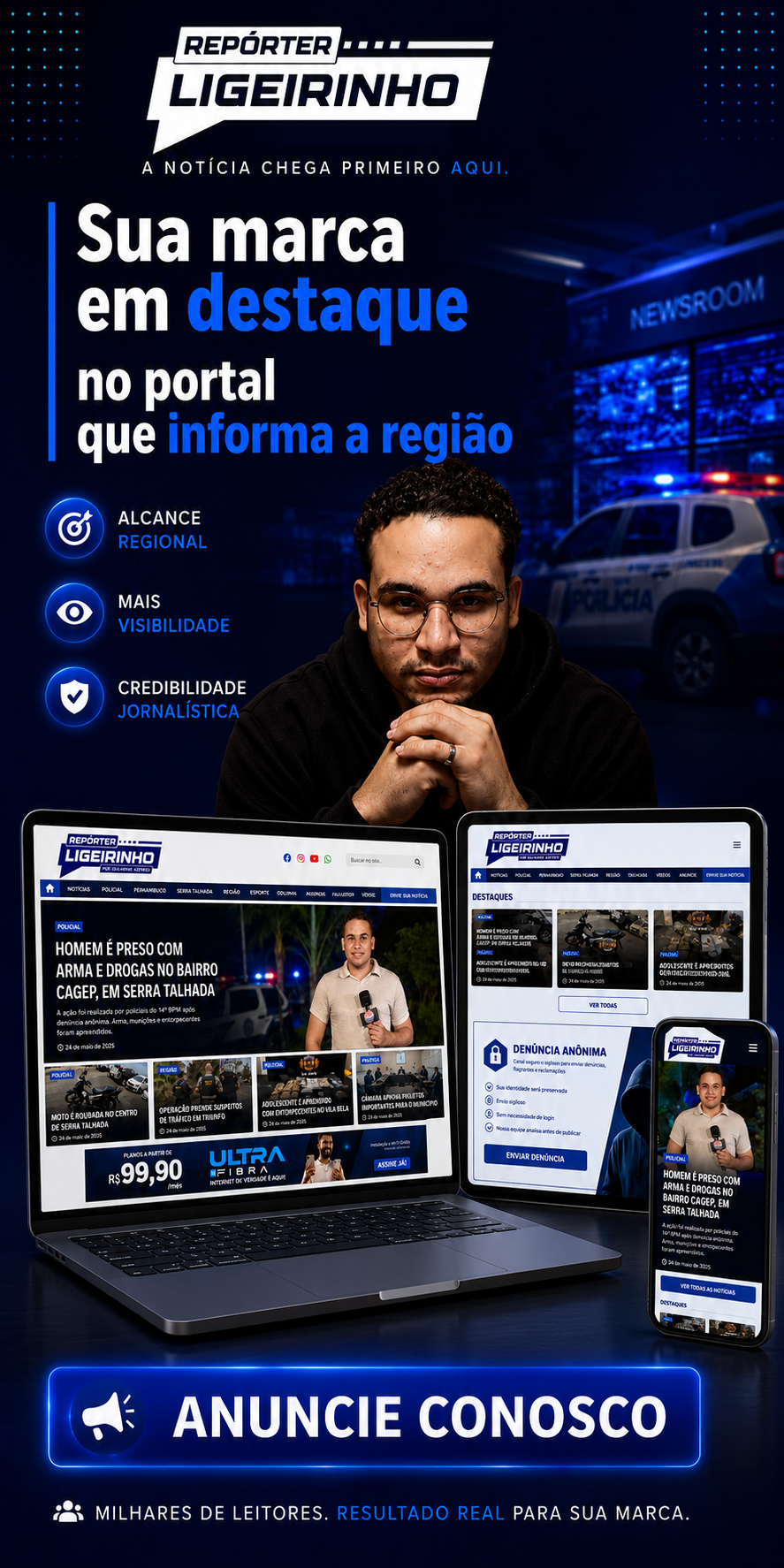 Sua marca em destaque no portal Repórter Ligeirinho. Anuncie conosco.